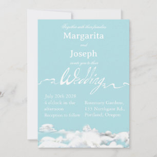 Faire-part de mariage en plein air, ciel bleu et n