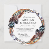 Faire-part de mariage en plume 5,25 x 5,25 Cercle (Devant)