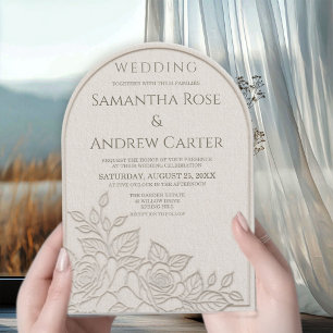 Faire-part de mariage en relief aveugle faux ivoir