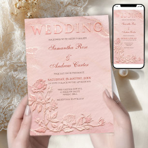 Faire-part de mariage en relief rose poudré