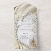 Faire-Part de Mariage en Soie Dorée et Perles (À l'intérieur)