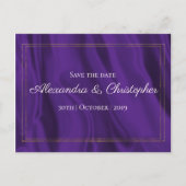 Faire-part de mariage en soie violette et or (Devant)