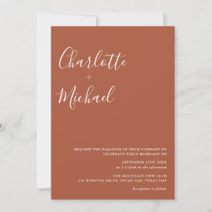 Faire-part de mariage en terracotta Minimalist Sig