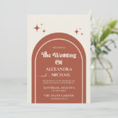 Faire-part de mariage en terre cuite à arc rétro m (Debout devant)