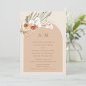 Faire-part de mariage en terre cuite à monogramme (Debout devant)