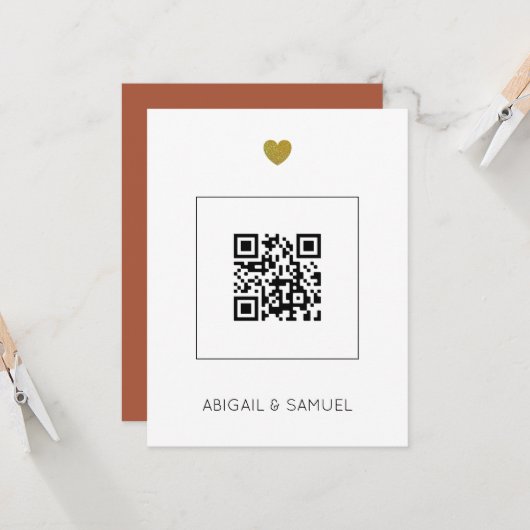 Faire-part de mariage en terre cuite avec code QR  (Devant/Arrière en situation)