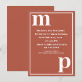Faire-part de mariage en terre cuite avec monogram (Devant / Derrière)