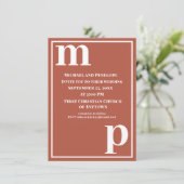 Faire-part de mariage en terre cuite avec monogram (Debout devant)