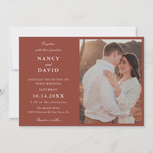 Faire-part de mariage en terre cuite avec photo (Devant)