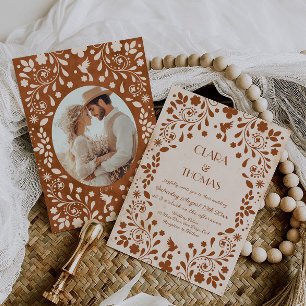 Faire-part de mariage en terre cuite beige Fiesta 