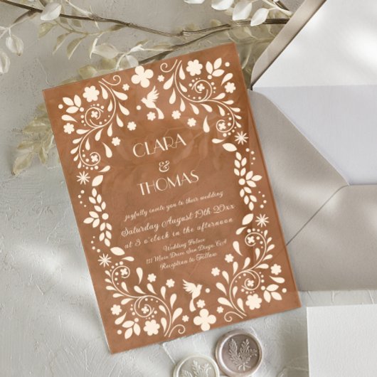 Faire-part de mariage en terre cuite beige mexicai