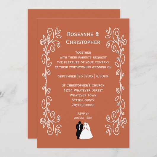 Faire-part de mariage en terre cuite Conception de (Devant / Derrière)