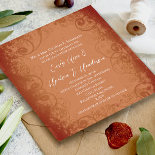 Faire-part de mariage en terre cuite corail tourbi