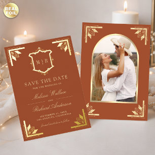 Faire-part de mariage en terre cuite Gold Crest