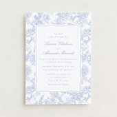 Faire-part de mariage en toile bleue