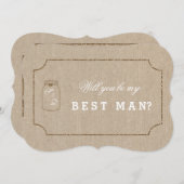 Faire-part de mariage en toile de lin et pot en ve (Devant / Derrière)