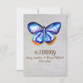 Faire-part de mariage en toile Papillon Bleu (Devant)