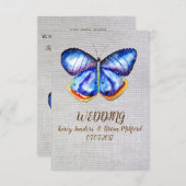 Faire-part de mariage en toile Papillon Bleu (Devant / Derrière)