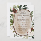 Faire-part de mariage en tranche de bois rustique (Devant)