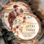 Faire-part de mariage en tranche de bois rustique 