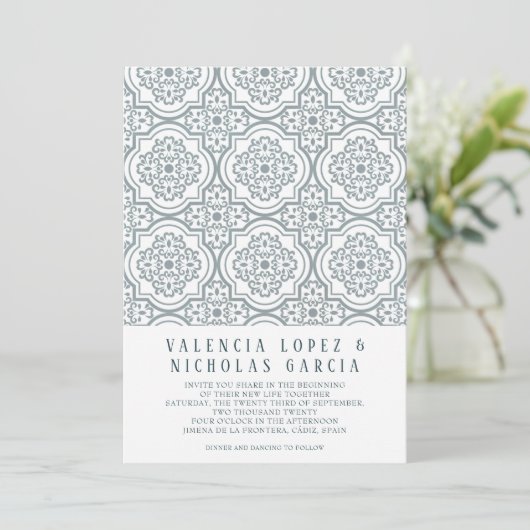 Faire-part de mariage en tuile espagnole (Debout devant)