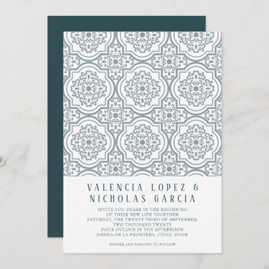 Faire-part de mariage en tuile espagnole (Devant / Derrière)