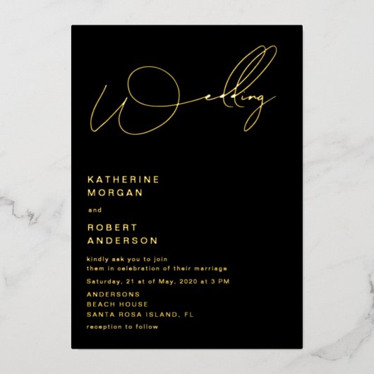 faire-part de mariage en typographie de script élé (Recto)