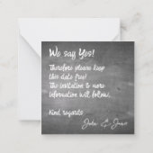 Faire-part de mariage en typographie de tableau no (Dos)
