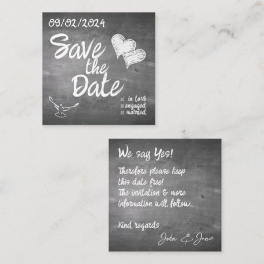 Faire-part de mariage en typographie de tableau no (Devant / Derrière)