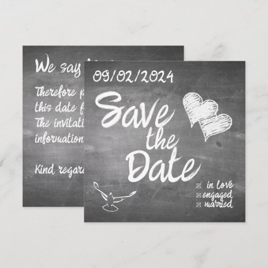 Faire-part de mariage en typographie de tableau no (Devant / Derrière)