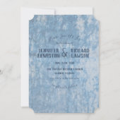 Faire-part de mariage en velours bleu concassé (Devant)