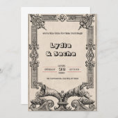 Faire-part de mariage en vieux papier beige (Devant / Derrière)