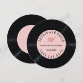 Faire-part de mariage en vinyle rétro Blush SAVE T (Devant / Derrière)