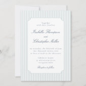 Faire-part de mariage encadré avec une rayure bleu (Devant)