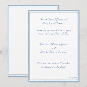 Faire-part de mariage encadré bleu-clair