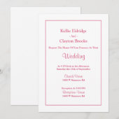 Faire-part de mariage encadré simple blanc (Devant / Derrière)