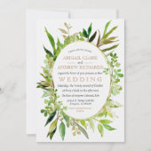 Faire-part de mariage encadrée verte et feuille d' (Devant)
