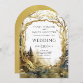 Faire-part de mariage Enchanted Forest Gold Portal (Devant / Derrière)