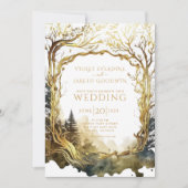 Faire-part de mariage Enchanted Forest Gold Portal (Devant)