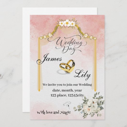 faire-part de mariage enchanteresse à une Union ma (Devant / Derrière)