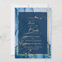 Faire-part de mariage encre bleu marine or NUESTRA