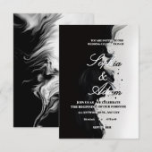 Faire-part de mariage encre d'art noir et blanc (Devant / Derrière)