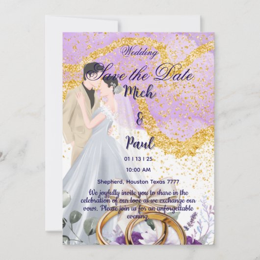 Faire-part de mariage Enregistrer la date (Devant)