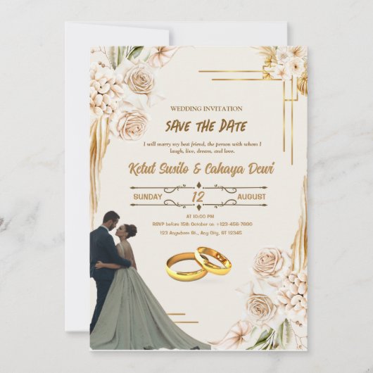 FAIRE-PART DE MARIAGE, ENREGISTRER LA DATE (Devant)