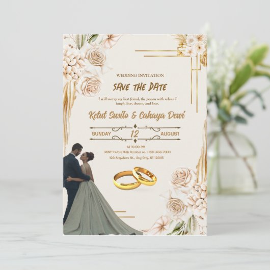 FAIRE-PART DE MARIAGE, ENREGISTRER LA DATE (Debout devant)