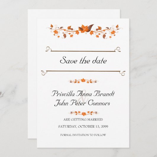 Faire-part de mariage Enregistrer La Date, Feuille (Devant / Derrière)