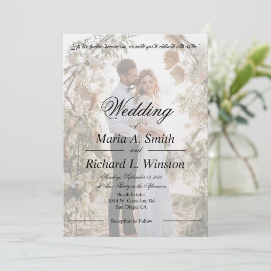 Faire-part de mariage, enregistrer la date, récept (Debout devant)