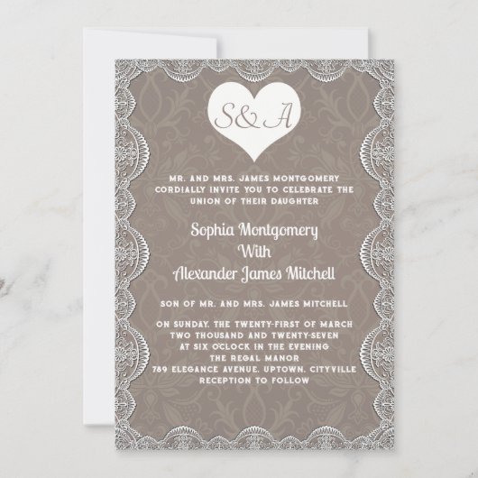 Faire-part de mariage ensemble monogramme code QR (Devant)