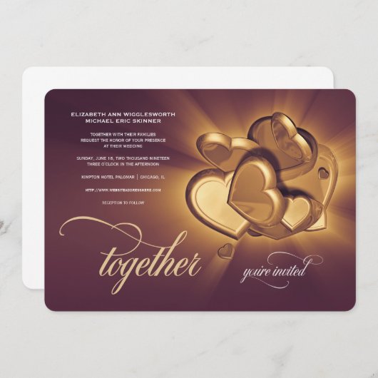 Faire-part de mariage ensemble (Version 2) (Devant / Derrière)