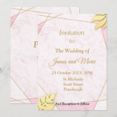 Faire-part de mariage époustouflant, marbrure rose (Devant / Derrière)